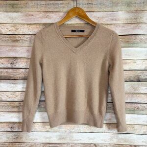 Quince Tan V-Neck Sweater
